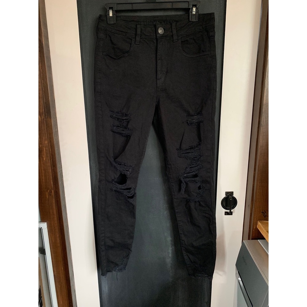 AE high rise crop distressed jeans